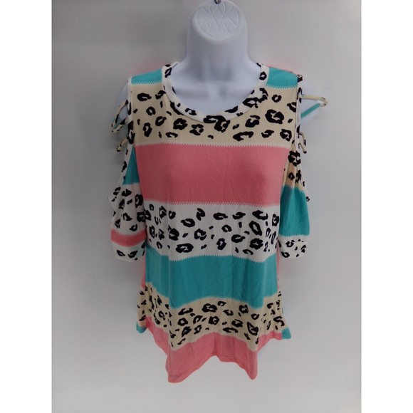 Lovely Melody, Color Blocking In Animal Print, Coral, And Stripes - Size Small - Picture 1 of 8